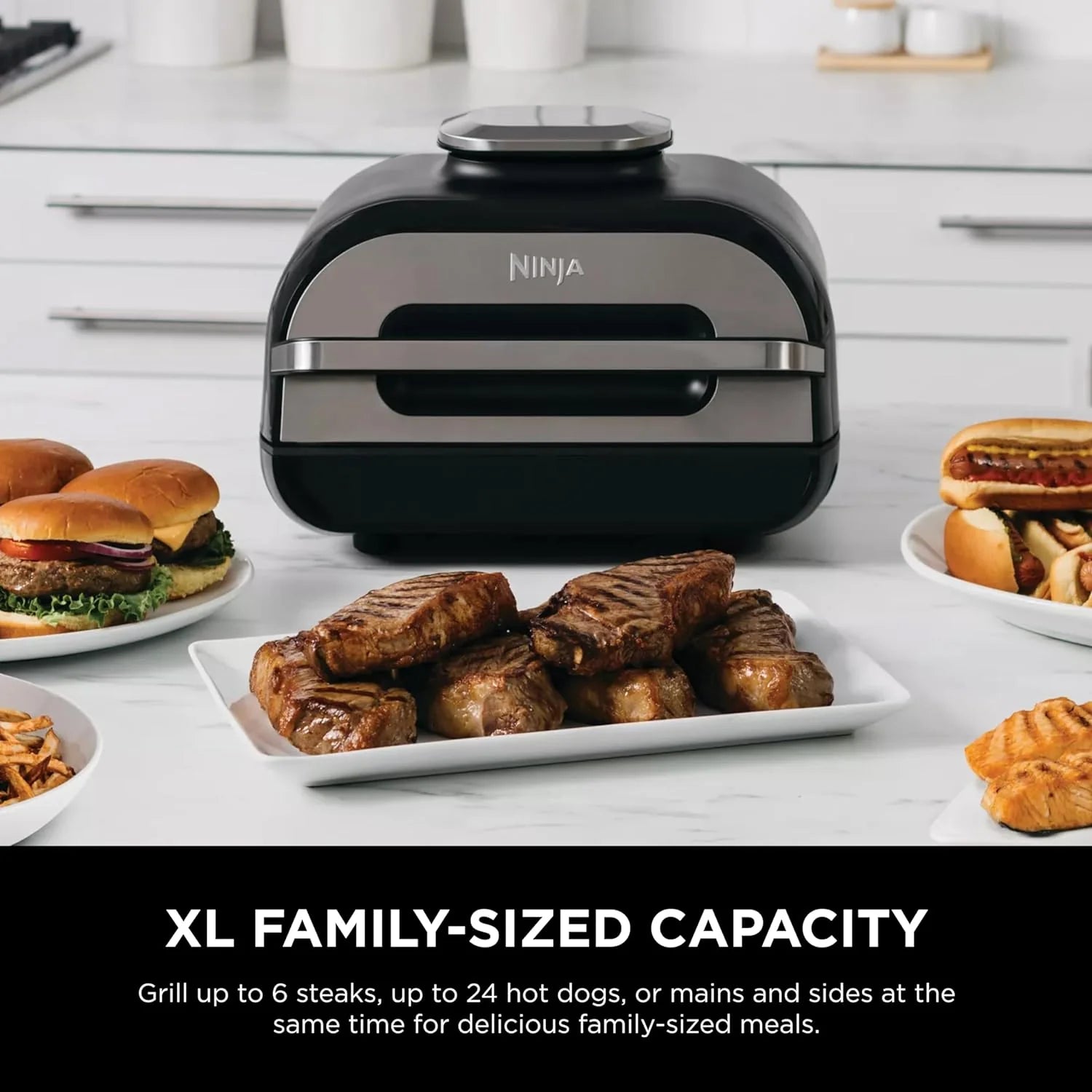 Ninja Foodi Smart XL 6-in-1 Indoor Grill with Air Fry, Bake, Roast, Broil, and Dehydrate, Smart Thermometer