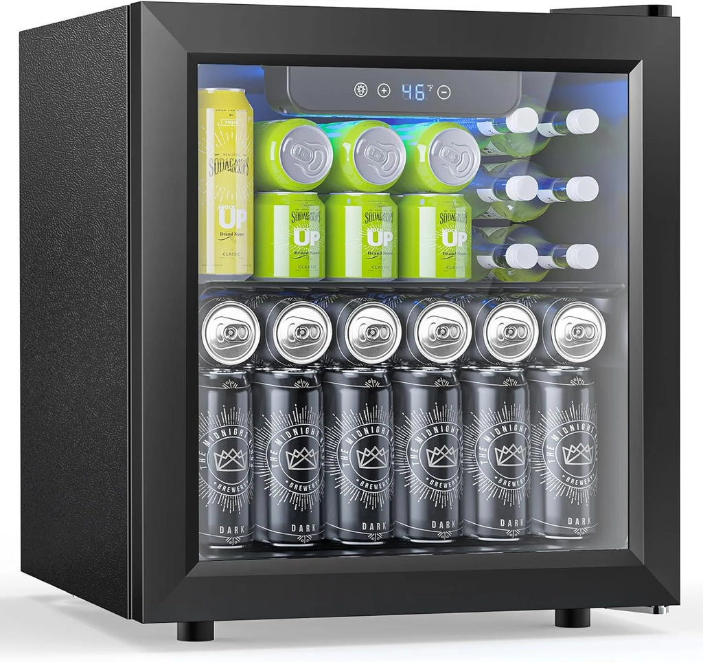 Mini Fridge 130 Can Beverage Refrigerator Cooler, 3.2 Cu.Ft Drink Fridge for Soda Wine Beer, Adjustable Temperature Control for Home Office, Black